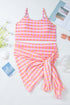 Pink Plus Size Plaid Print High Waist Bikini Set